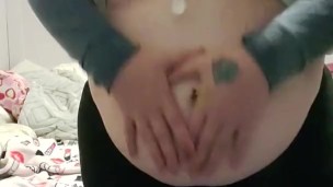 College Girl Plays with Chubby Belly