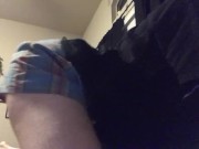 Short haired slut plays with pussy
