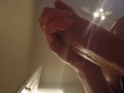 Moaning and Stroking Huge Dick