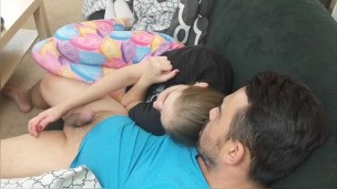 She Lazily Fondles me as We Watch Our Own Porn