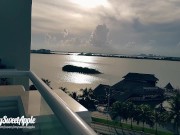 Sneaky Balcony Sex, he cums all over my Face - Amateur Couple 1/16