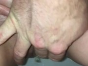 Hot MILF’s Pussy & Clit rubbed by her Husband’s fingers as she takes a piss