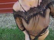 Running naked on the farm,  bouncing boobs