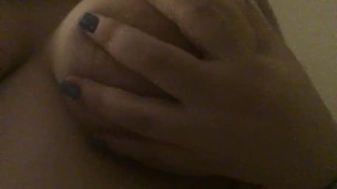 Greek girl plays with big natural tits