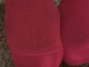 Teen girl feet after class 