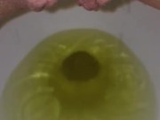 Husbands POV / Close up of Wife peeing in the toilet just before Lovemaking