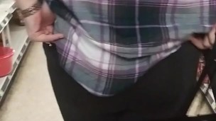 Sexy wife shows me her tits and ass in dollar store!!