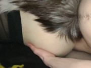 Curvy teen can barely handle first time with fox tail plug and moans deep 8/16