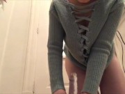 I ride this dildo and quiver for you before sucking it up 