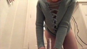 I ride this dildo and quiver for you before sucking it up 