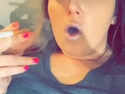 Smoking Fetish Sexy Cam Model Rubbing Tits 