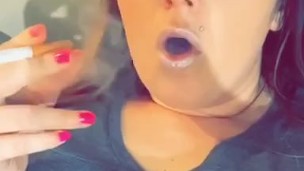 Smoking Fetish Sexy Cam Model Rubbing Tits 