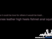 KINK leather overknee high heels big toy pussy anal squirt orgasm tattoo 6/16