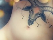 Pregnant tattooed teen fingering and cum eating