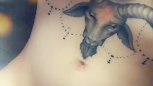 Pregnant tattooed teen fingering and cum eating