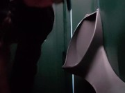 Porta Potty Urinal Piss Wearing My Rainbow Gloves! 10/16