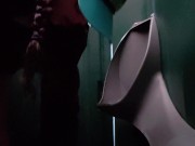 Porta Potty Urinal Piss Wearing My Rainbow Gloves! 9/16