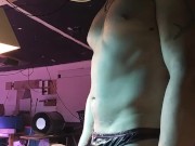 Sexy white boy wearing a thong in Grow room