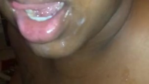 Yummi Vee gets face fucked and cum shower part 2 