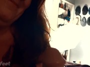 Milf takes surprise cumshot in the eye after masterful blowjob. 12/16