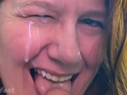 Milf takes surprise cumshot in the eye after masterful blowjob. 16/16