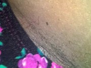 Hold my panties to the side, while I rub my fat pussy please??