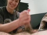 She wakes me up with a handjob blowjob and sockjob 4/16