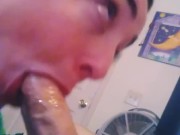 ORAL CREAMPIE Hot wife slobbering deepthroat on my big dick 9/16