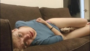 GORGEOUS: Button Humps and Fingers Herself to THREE Orgasms!