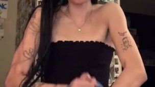 Hot TS Latina Edging and Stroking 9.5’ Cock