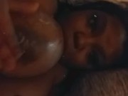 Ebony plays with big boobs