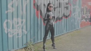 Lady Bellatrix in Amsterdam North - shining My latex catsuit (promo video)