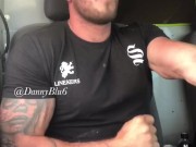 Buff builder wanks him self off on the way to work 