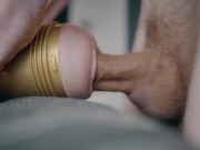 Big white dick penetrating fleshlight and thick cum 13/16