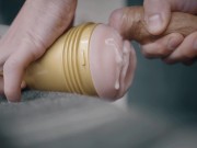 Big white dick penetrating fleshlight and thick cum 15/16