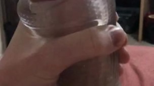 Jerking off my big dick with fleshlight toy