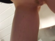 Nerdy Girl Sneaks Into The Men's Room And Uses The Urinal Backwards 3/16