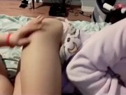 Sub Femboy in Cute PJs Cums on Dom Wife’s Tits 3/16