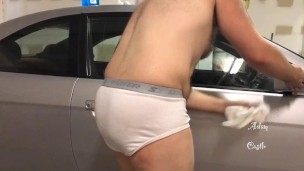 Stud N Briefs Cleans Car Windows 1