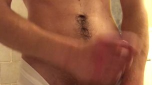 Pissing himself leads to jerk off and cum