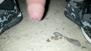 Throbbing asshole through cumshot Public under a bridge