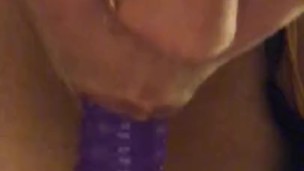 Latina sucking on dildo like a good girl 