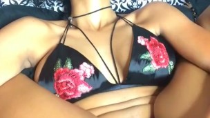 Cums with leg behind her head