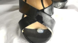 Cum on girlfriend's shoes when she was in the bathroom