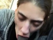 Cougar gives blowjob in car for 7/16
