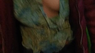 Public grabing small tits on the street