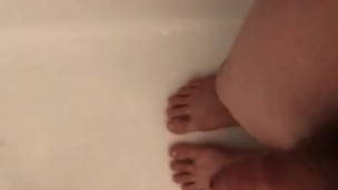 Small uncut cock feet play in shower