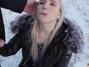 Winter Blowjob and Sex With a  Cute Girl In a Fur Coat - Swallow Cum 16/16