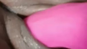 Fat Ebony Pussy Squirts from Toy