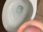 Shooting huge cum load in the bathroom at work